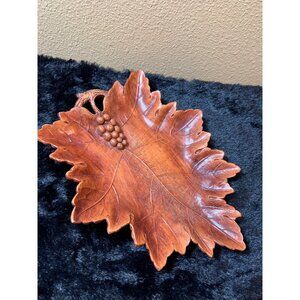 Vintage Multi Products Candy Dish Nut Bowl Wooden Leaf Plate With Grapes